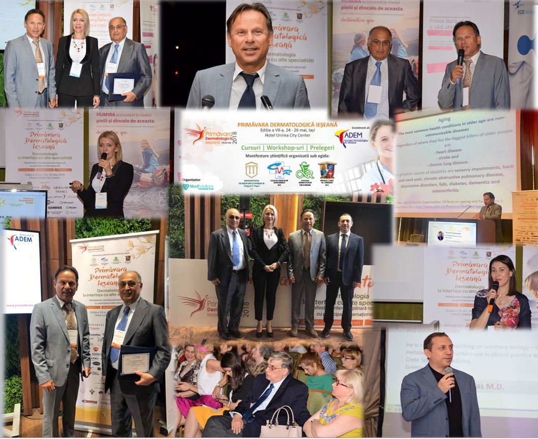 Lecturing at the Dermatology Congress in Iasi Romania, 2018, about biomarkers for skin aging and regeneration organized by prof Daciana Branisteanu