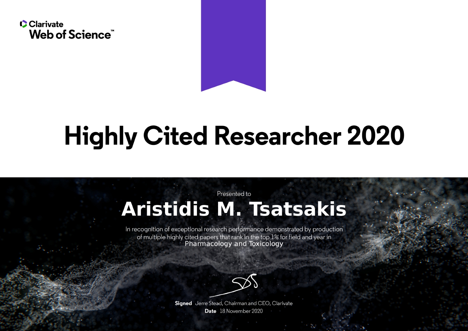 Worldwide Recognition: Highly Cited Researcher 2020