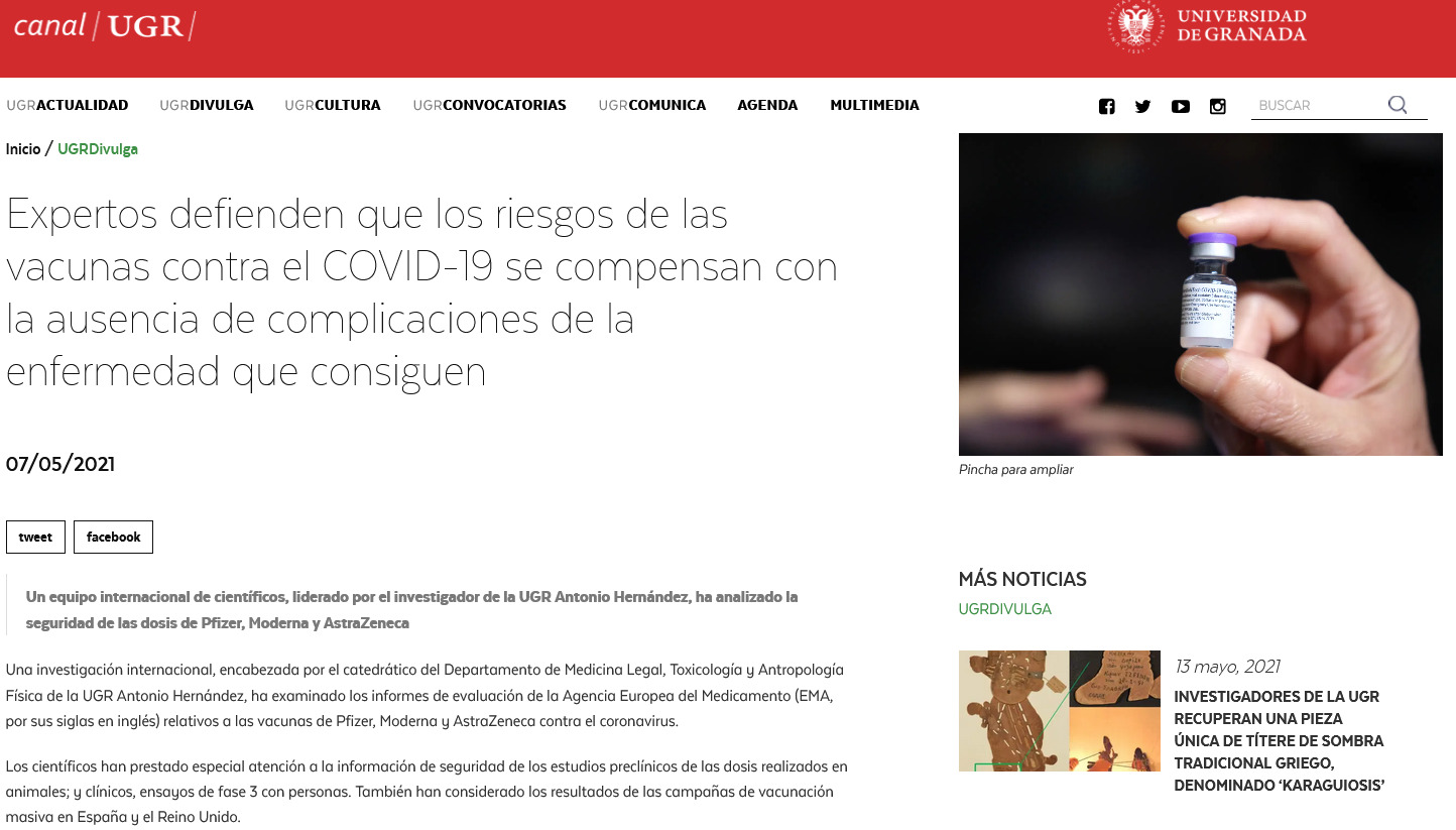 Experts defend that the risks of vaccines against COVID-19 are outweighed by the absence of complications of the disease that they achieve